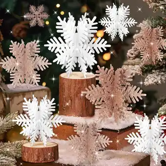 Walmart Ayieyill 8 Pcs Snowflake Decorations Christmas, Winter 3D Snowflake Christmas Tabletop Decor offer