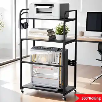 Walmart ymokee Printer Stand Mobile Collection Multifunctional Storage Shelf, Height Adjustable, Black offer
