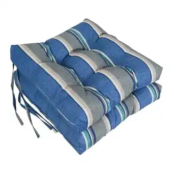 Walmart Blazing Needles 16-inch Spun Polyester Patterned Outdoor Square Tufted Chair Cushions (Set of 2) offer