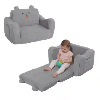 Walmart AILEEKISS Toddler Sofa Chair, Foldable Baby Sofa Couch, Convertible Sofa Bed for Playroom, Grey offer