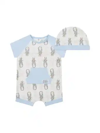 Walmart Peter Rabbit Baby Unisex Short Sleeve Romper with Hat to Match, Sizes 0/3 Months - 24 Months offer