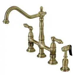 Walmart Kingston Brass KS1271ALBS Heritage Bridge Kitchen Faucet with Brass Sprayer, Polished Chrome offer