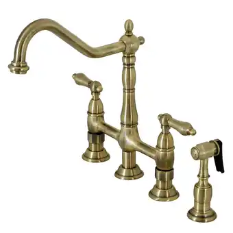 Walmart Kingston Brass KS1271ALBS Heritage Bridge Kitchen Faucet with Brass Sprayer, Polished Chrome offer