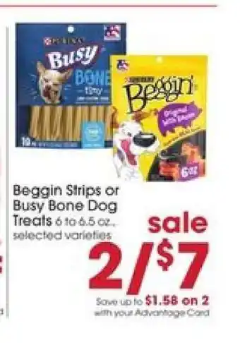 Giant Eagle Beggin Strips or Busy Bone Dog Treats offer