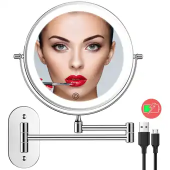 Walmart FUNTOUCH 307 Round Stainless Steel Wall-Mounted Makeup Mirror w/ 1X/10X Magnification, Silver offer