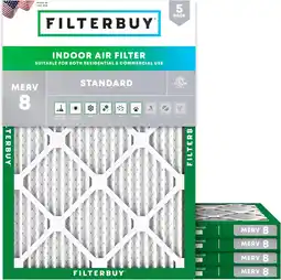 Walmart Filterbuy 16.5x21.5x1 MERV 8 Pleated HVAC AC Furnace Air Filters for Bryant and Carrier (5-Pack) offer