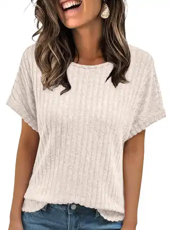 Walmart SUNBS Womens Summer Tops Short Sleeve Sweaters Tunic Tops Dressy Casual Business Shirts 2025 offer