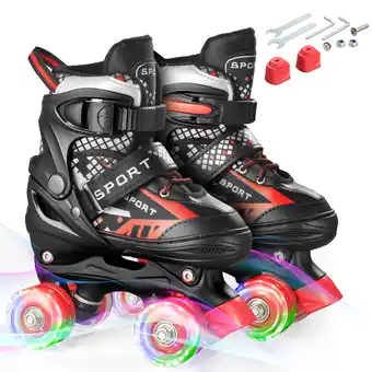 Walmart Bvivok Roller Skates for Boys, Adjustable 4 Sizes, with Light up Wheels, Black, M:2.5-6.5 offer
