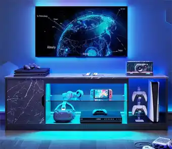 Walmart Bestier LED TV Stand for 60/65 inch TV Gaming Entertainment Center for PS5, Black Marble offer
