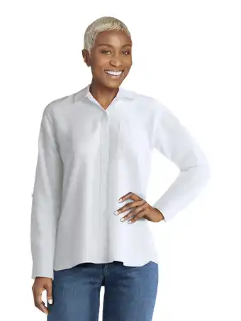 Walmart Time and Tru Women's Button Front Shirt with Long Sleeves, Sizes S-XXXL offer