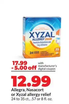 Hy-Vee Allegra, Nasacort or Xyzal allergy relief offer