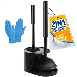 Walmart Propuri Adult 2-in-1 Freestanding Toilet Bowl Brush & Plunger Kit, Black, 2 Pack offer