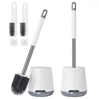 Walmart Treamon Silicone Toilet Brush and Caddy Holder Set for Bathroom, with Small Cleaning Brush, 2 Pack offer