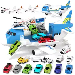 Walmart Airplane Toys for 3 Year Old Boys Gift, Airplane Toy with 6 Racing Car + 6 Transport Car + 3 Aircraf offer