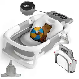 Walmart stusgo Collapsible Baby Bathtub,baby Bath Tub with Soft Cushion & Thermometer(Grey) offer