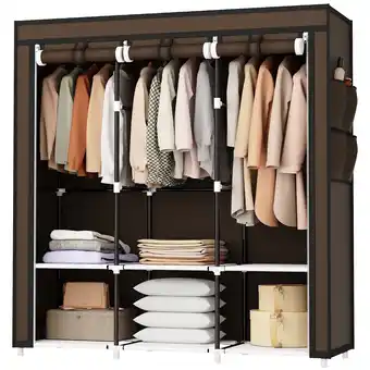 Walmart Riousery Portable Wardrobe Closet with Steel Frame, 6 Storage Shelves, 51 inch, Brown offer