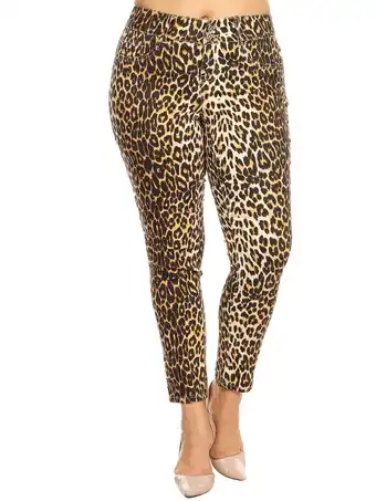 Walmart White Mark Women's Plus Size Leopard Print Denim Jeans offer