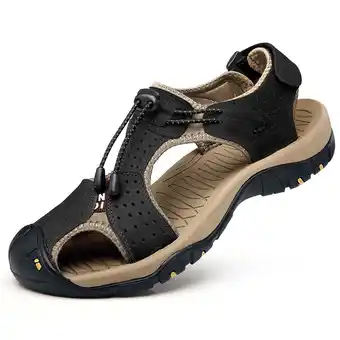Walmart Ecetana Men's Sandals Closed Toe Leather Fisherman Hiking Sandals for Men Water Shoes offer