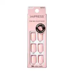 Walmart KISS imPRESS Press on Nails, Pick me Pink, Pink, Short Squoval, 30 Count offer