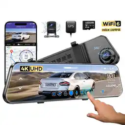 Walmart AZDOME PG17 12 Mirror Dash Cam Front and Rear 4K,64GB Card,Wifi6,GPS,Voice Control,WDR Night Vision offer