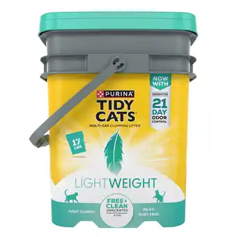 Walmart Purina Tidy Cats Lightweight Clumping Cat Litter, Unscented, Low Dust, Odor Control, 17 lb Pail offer