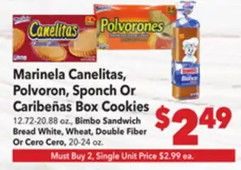 Vallarta Supermarkets Marinela Canelitas, Polvoron, Sponch Or Caribeñas Box Cookies offer