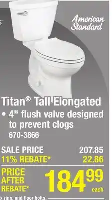 Menards American Standard Titan 2-Piece White Tall Elongated Toilet offer