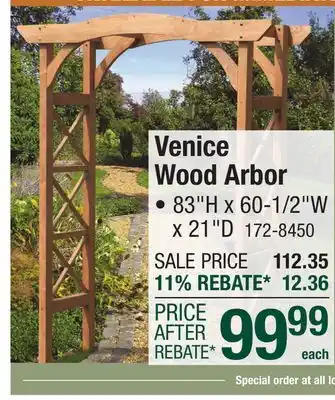 Menards Venice Arbor offer