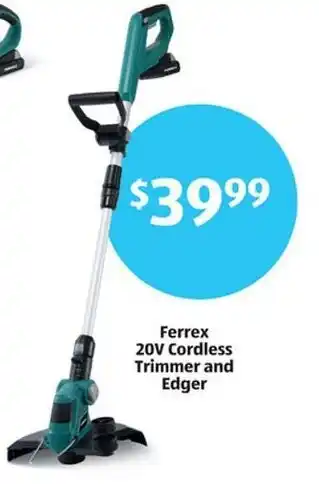 Aldi Ferrex 20V Cordless Trimmer and Edger offer