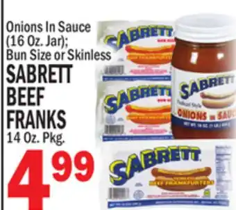 Bravo Supermarkets SABRETT BEEF FRANKS 14 Oz. Pkg offer