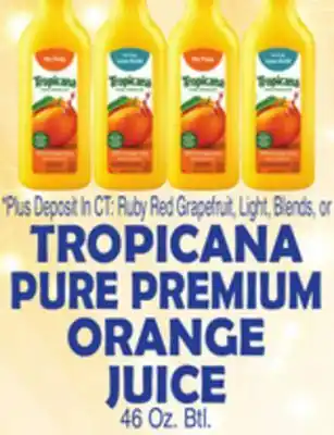 Bravo Supermarkets TROPICANA PURE PREMIUM ORANGE JUICE offer