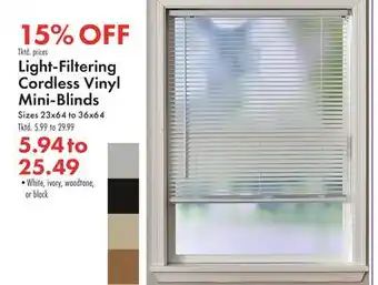 Boscov's Light-Filtering Cordless Vinyl Mini-Blinds offer