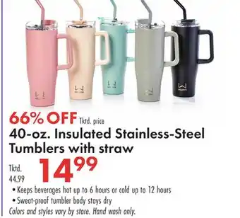 Boscov's 40-oz. Insulated Stainless-Steel Tumblers with straw offer