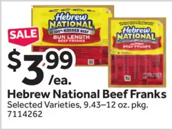 Stop&Shop Hebrew National Beef Franks offer