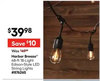 Lowe's Harbor Breeze 48-ft 18-Light Edison-Style LED String Lights offer