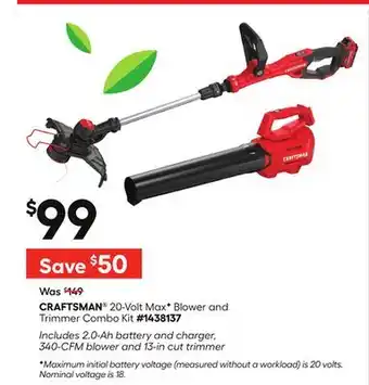 Lowe's 20-Volt Max F Blower and Trimmer Combo Kit offer