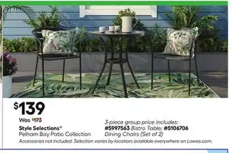 Lowe's Style Selections Pelham Bay Patio Collection offer