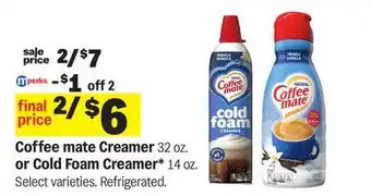 Meijer Coffee mate Creamer 32 oz. or Cold Foam Creamer* 14 oz offer