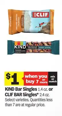 Meijer KIND Bar Singles 1.4 oz. or CLIF BAR Singles* 2.4 oz offer
