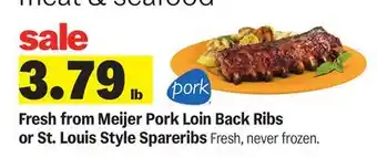 Meijer Fresh from Meijer Pork Loin Back Ribs or St. Louis Style Spareribs offer