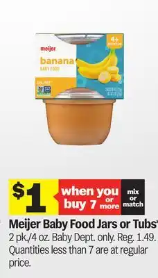 Meijer Meijer Baby Food Jars or Tubs offer