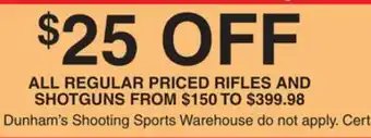 Dunham's Sports ALL REGULAR PRICED RIFLES AND SHOTGUNS offer