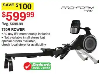 Dunham's Sports PRO-FORM 750R ROWER offer
