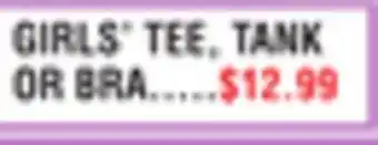 Dunham's Sports GIRLS' TEE, TANK OR BRA offer