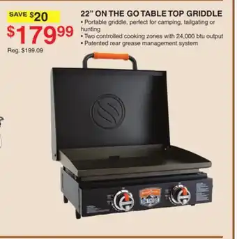 Dunham's Sports 22 ON THE GO TABLE TOP GRIDDLE offer