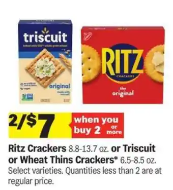 Meijer Ritz Crackers or Triscuit or Wheat Thins Crackers offer