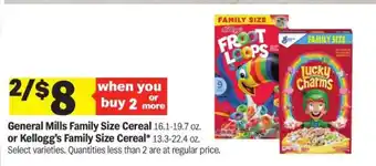 Meijer General Mills or Kellogg's Family Size Cereal offer