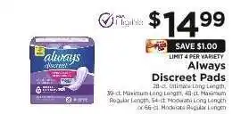 ShopRite Always Discreet Pads offer