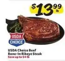 Winn Dixie USDA Choice Beef Bone-In Ribeye Steak offer