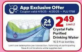 Save a Lot Crystal Falls Purified Drinking Water offer